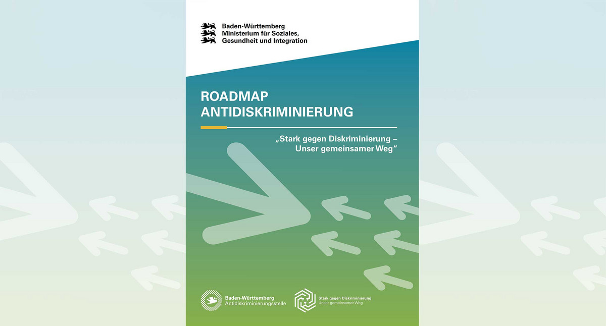 Titelseite der Broschüre Roadmap Antidiskriminierung „Stark gegen Diskriminierung – Unser gemeinsamer Weg“
